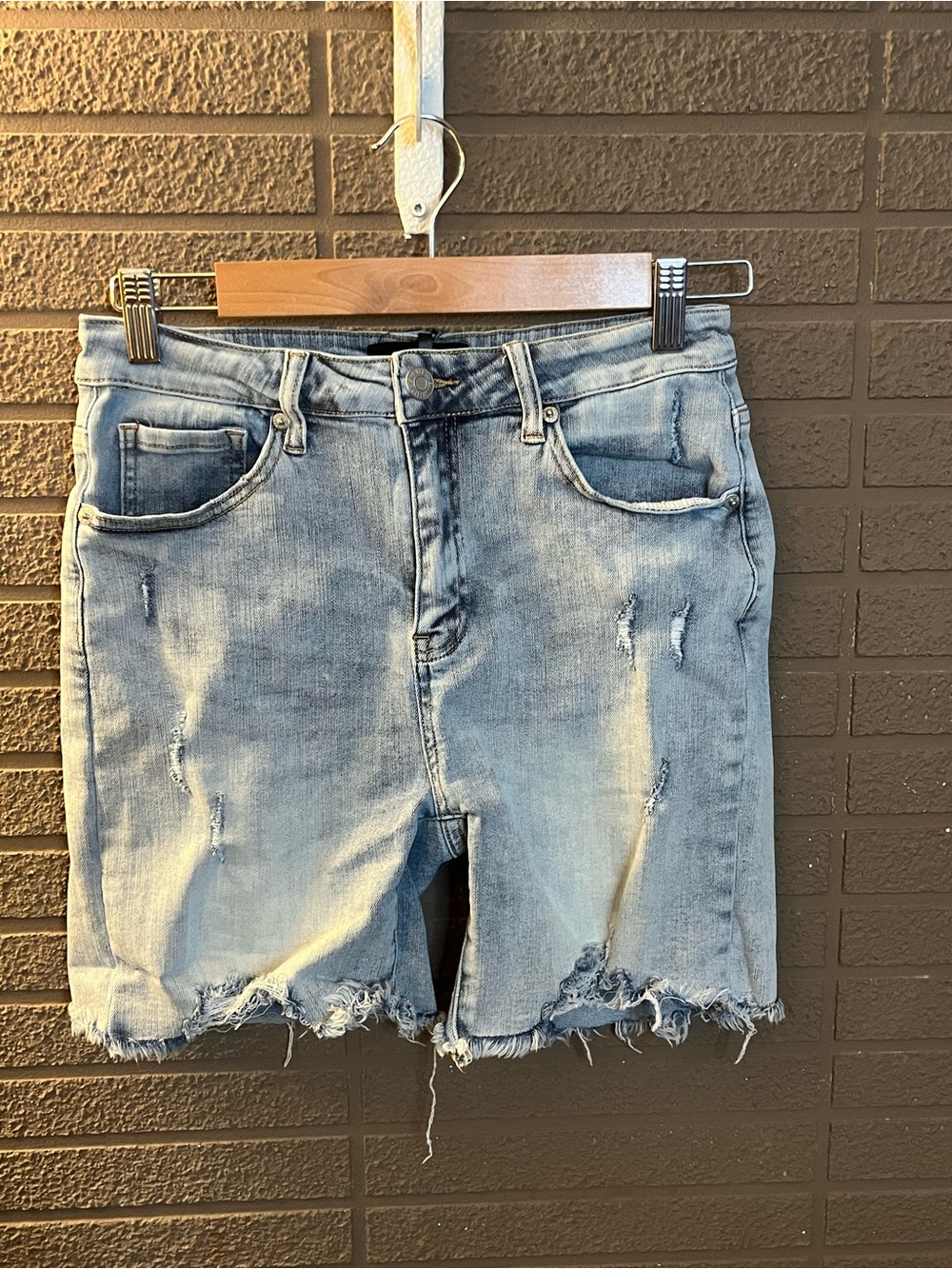 Distressed Light Blue Denim Jean Shorts for Women